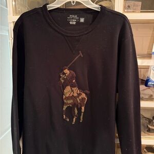 Polo Ralph Lauren Black unisex size large sweatshirt with camo pony design